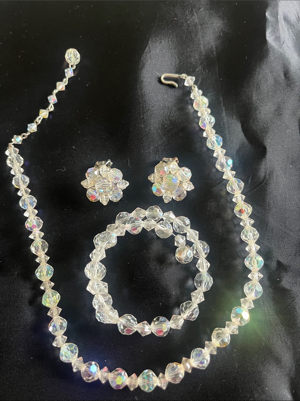 Vintage single strand  Aurora Borealis necklace , bracelet & earrings - Picture 10 of 10